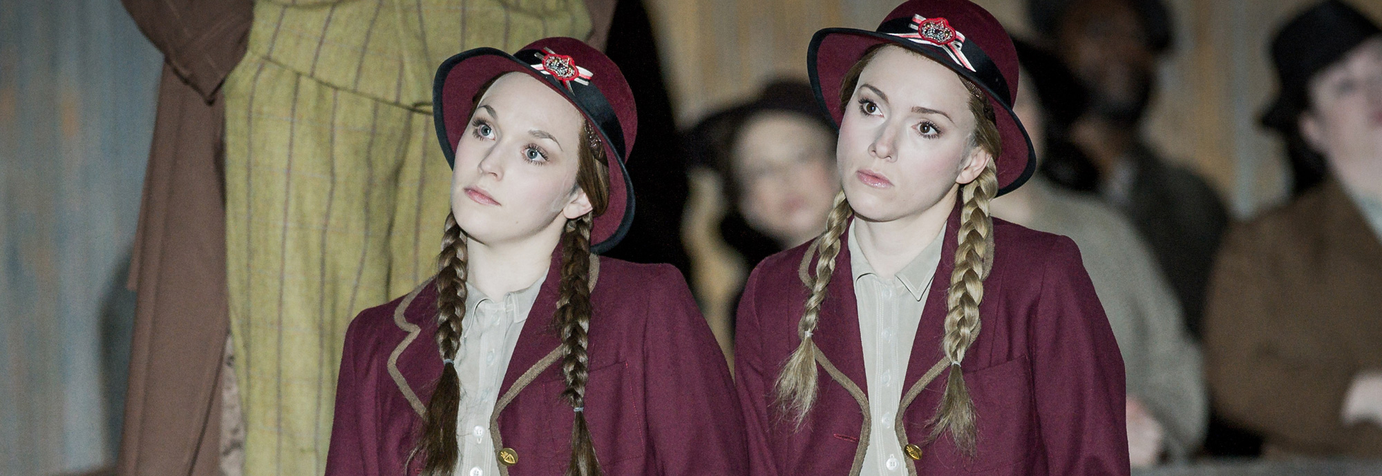 ENO Peter Grimes: Rhian Lois as First Niece and Mary Bevan as Second Niece (c) Robert Workman