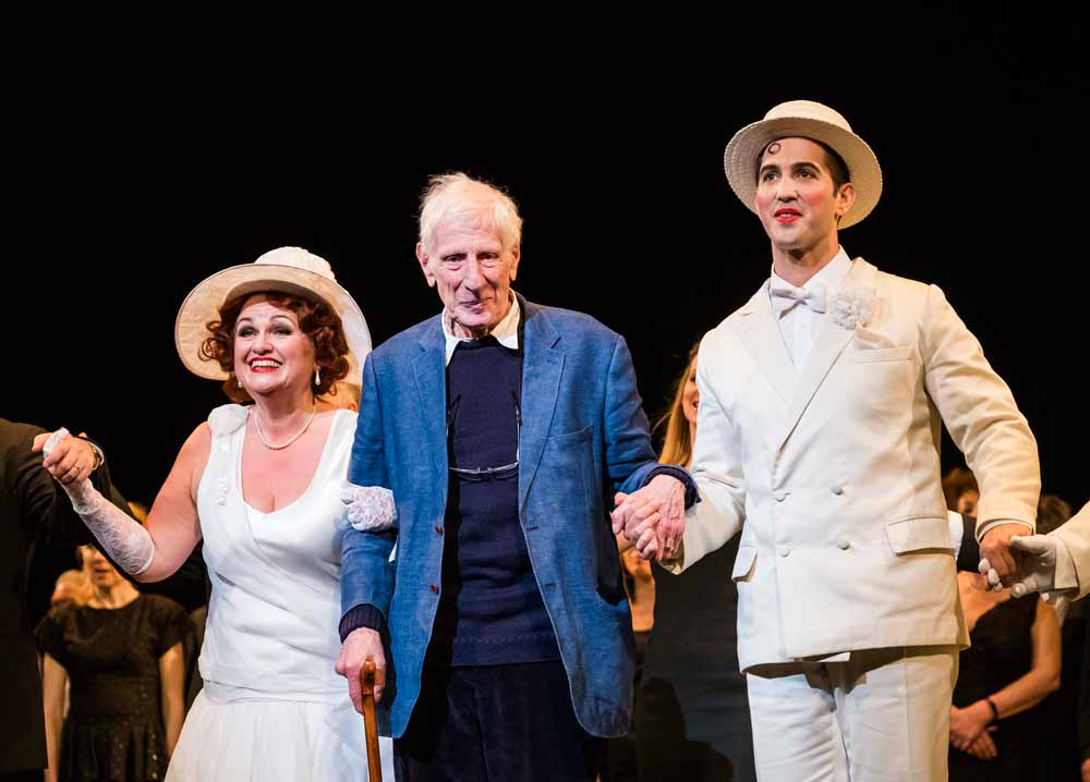 Susan Bullock, Jonathan Miller and David Webb at ENO's gala night 'Marvellous Miller'
