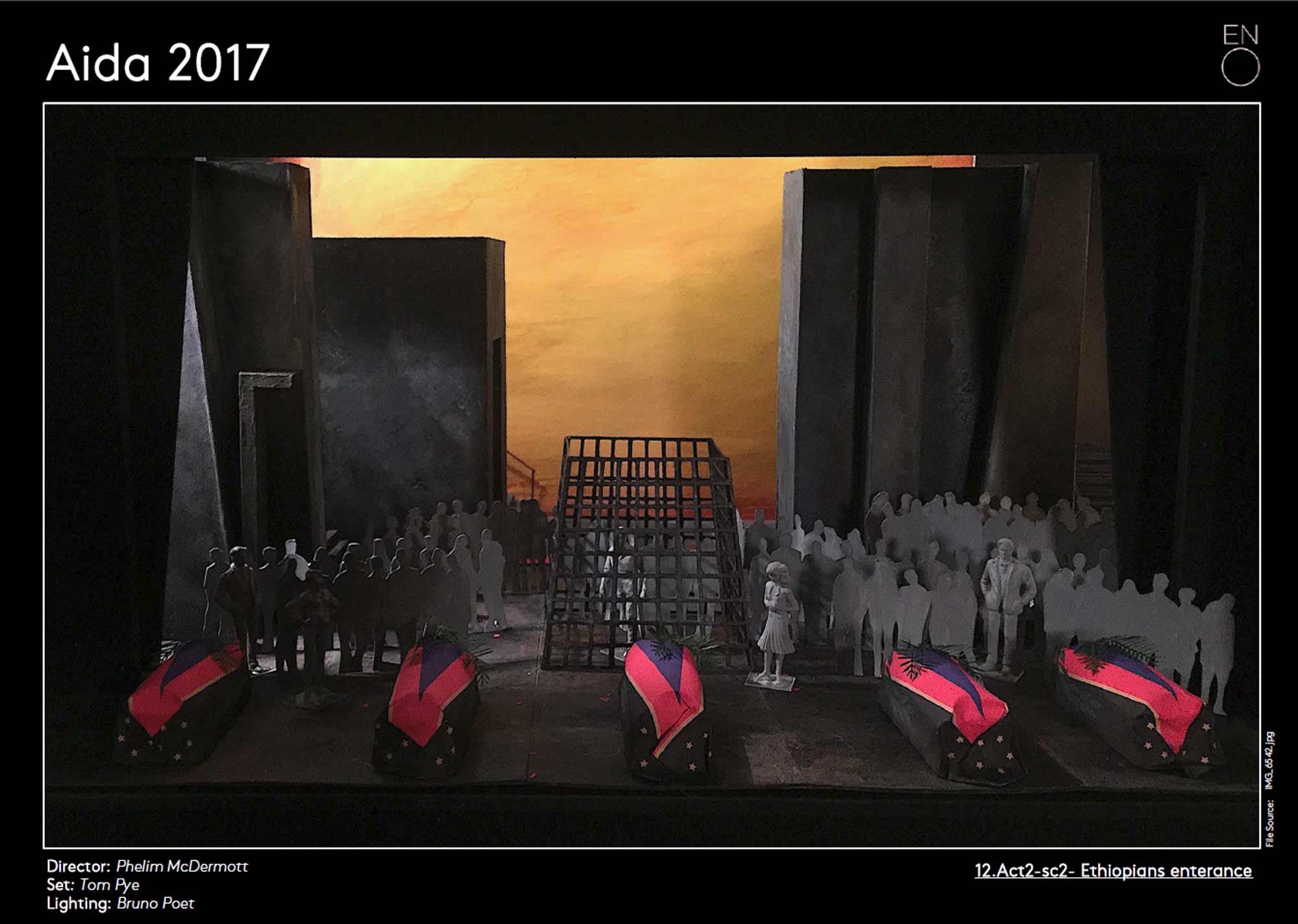 The white card model for the set design of Aida by Tom Pye for the Triumphal March.