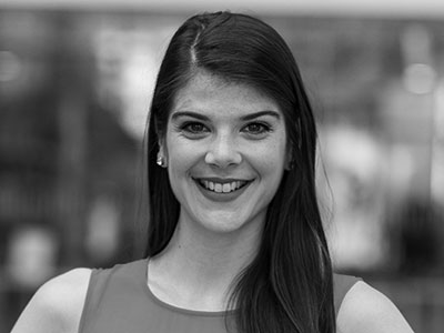 Black and white headshot of Katie Coventry