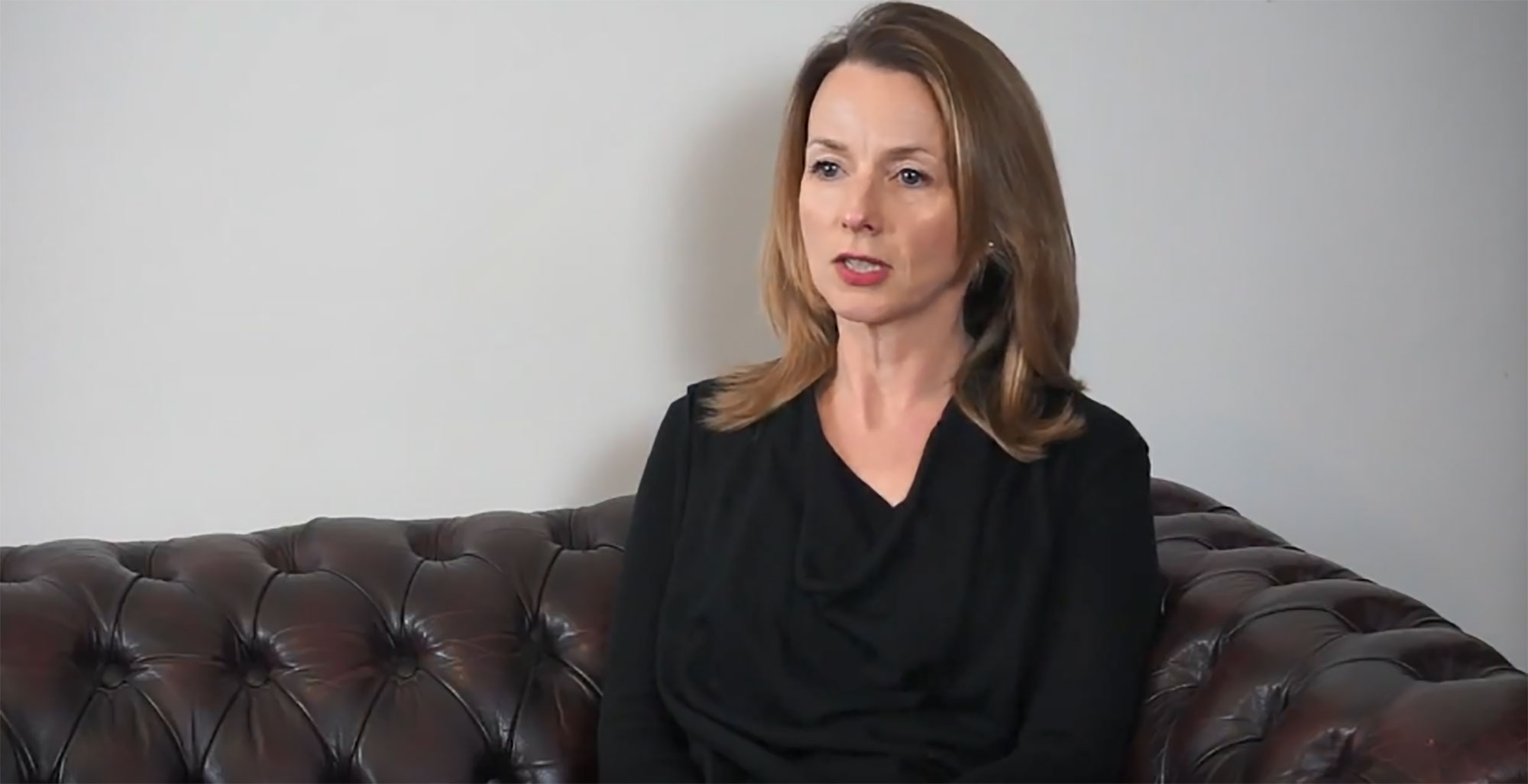 screenshot of Sarah Tynan being interviewed