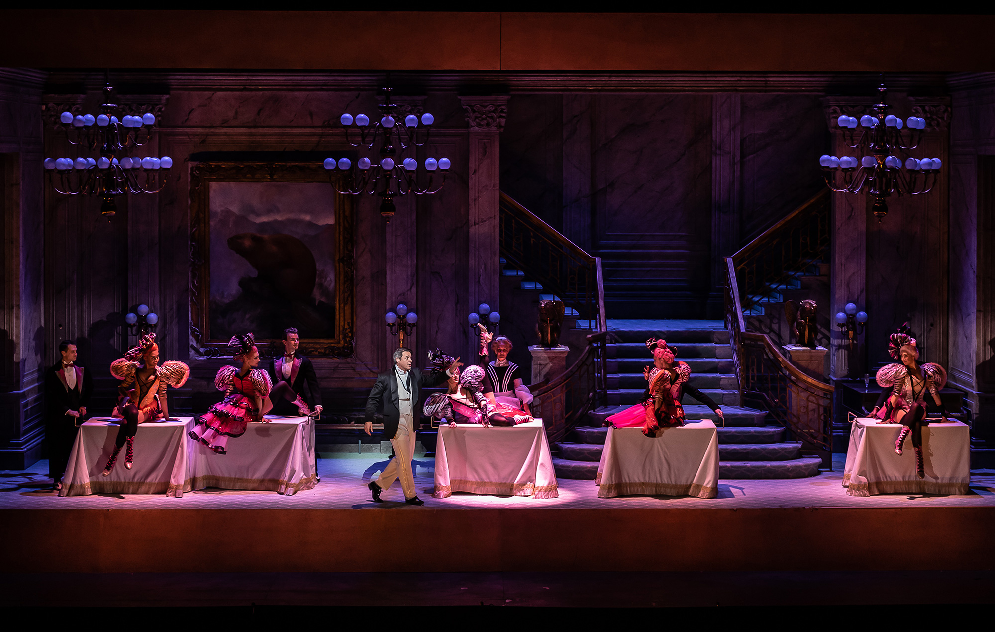 ENO The Merry Widow: Nathan Gunn and members of the ensemble. ©Clive Barda