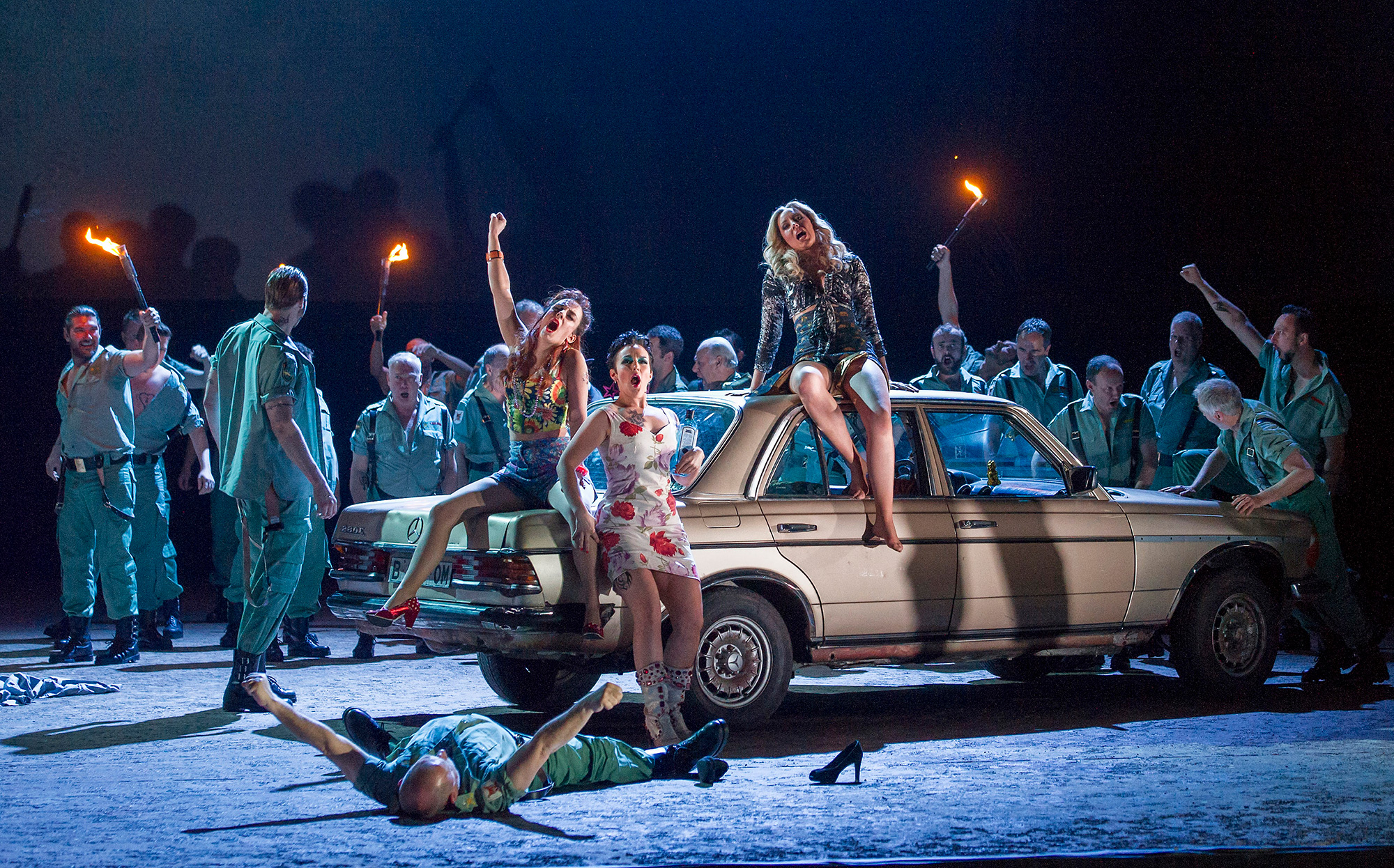 ENO Carmen: Clare Presland, Justina Gringyte, Rhian Lois and company (c) Alastair Muir 