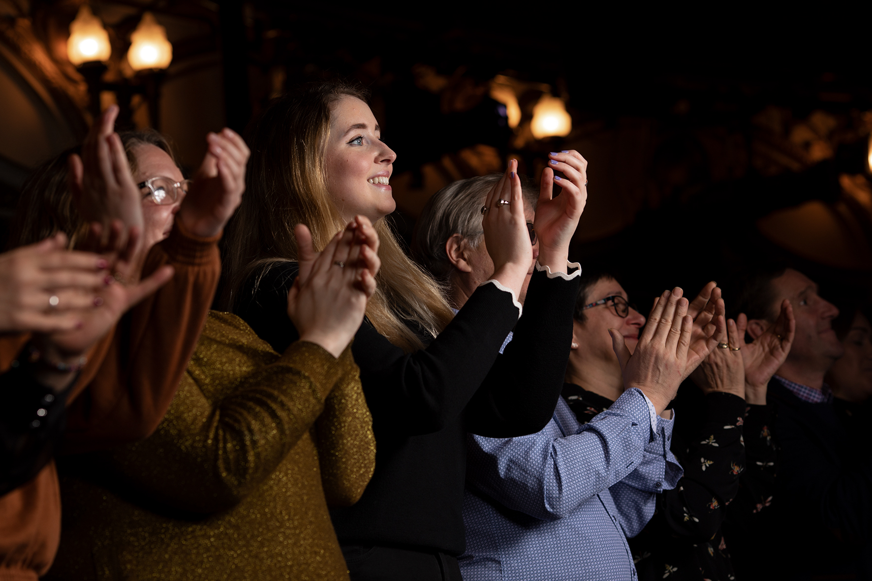 Audience clapping inside the auditorium of the London Coliseum