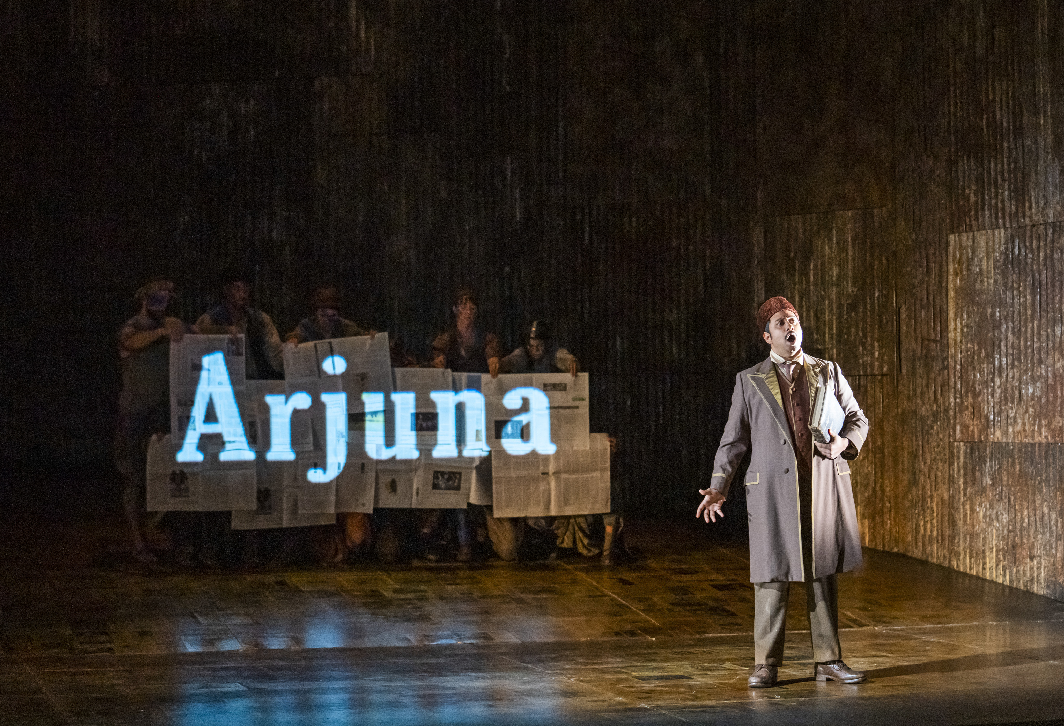 A scene from Satyagraha by Philip Glass @ London Coliseum. An English National Opera production. Directed by Phelim McDermott. Conductor, Carolyn Kuan. (Opening 14-10-2021) ©Tristram Kenton 10-21 (3 Raveley Street, LONDON NW5 2HX TEL 0207 267 5550 Mob 07973 617 355)email: tristram@tristramkenton.com