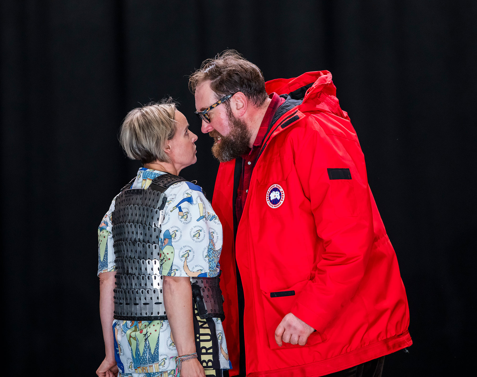 Scene with a male and female actor on the stage.