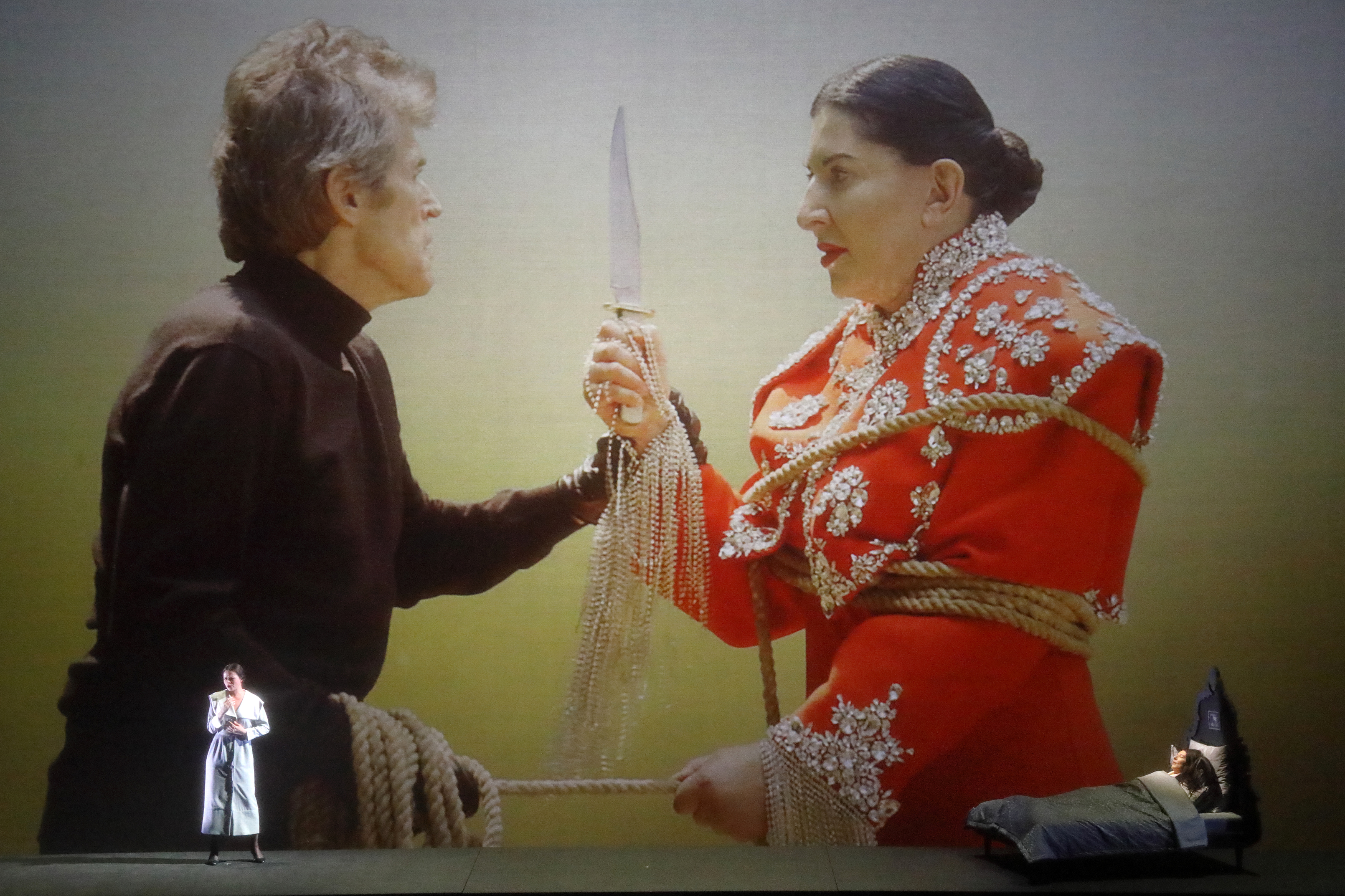 Scene with Maria Callas tied with a rope