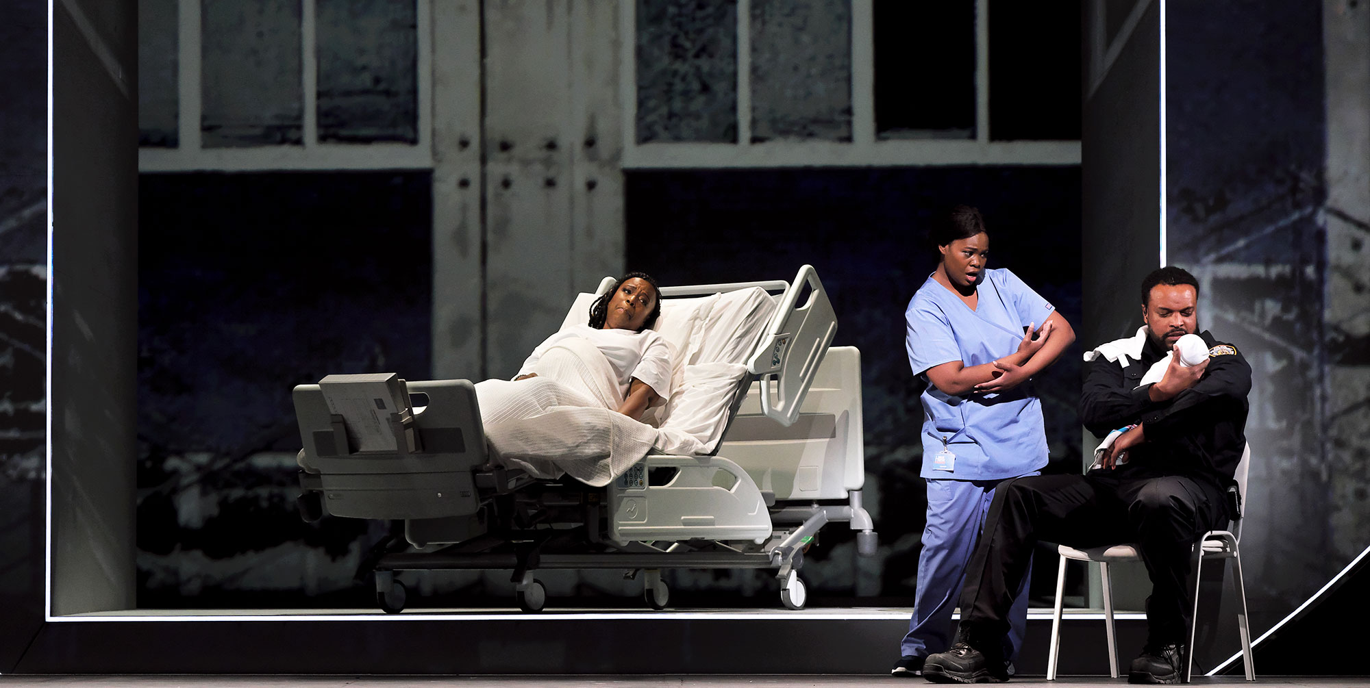 Scene with pregnant woman in a hos[ital bed