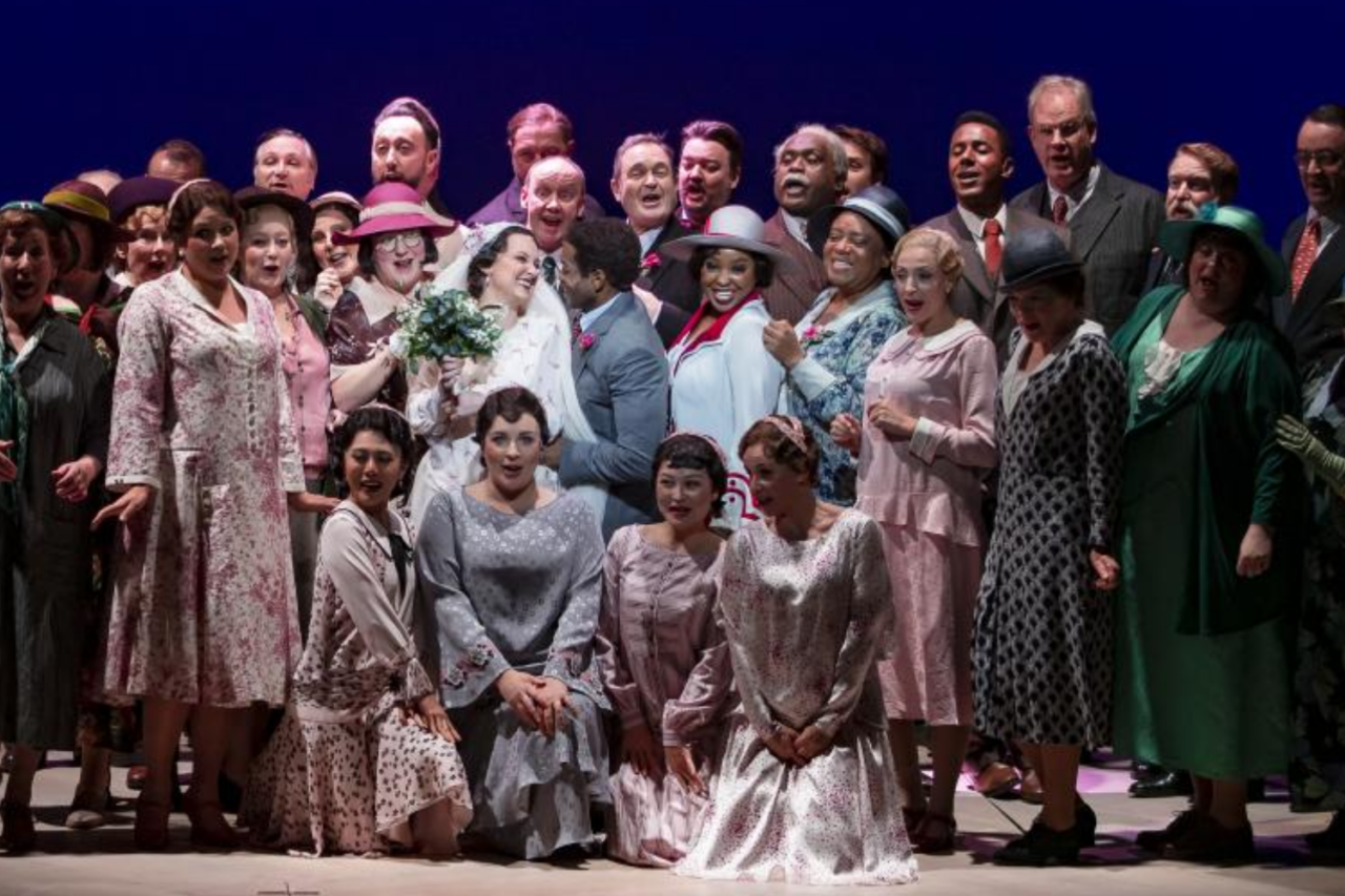 Watch the cast of ENO's production of It's a Wonderful Life sing "Auld Lang Syne"